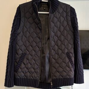 Talbots Navy Quilted Knit Sleeve Jacket ⭐️